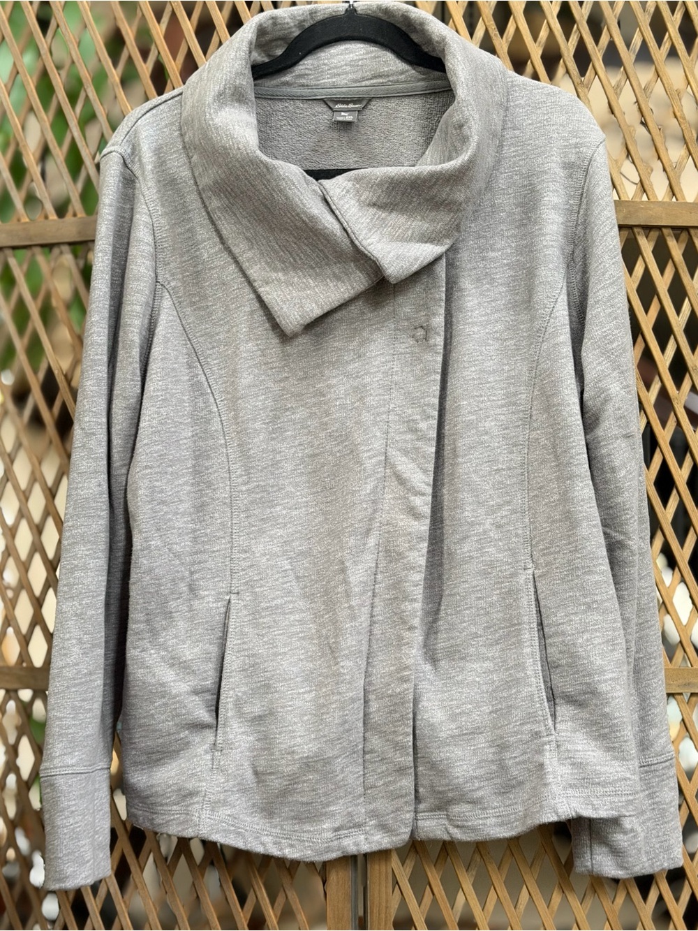 Eddie Bauer Light Gray Cowl Collar Sweater Jacket